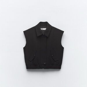 NWT Zara Oversized Shirt Collar Vest with Pocket